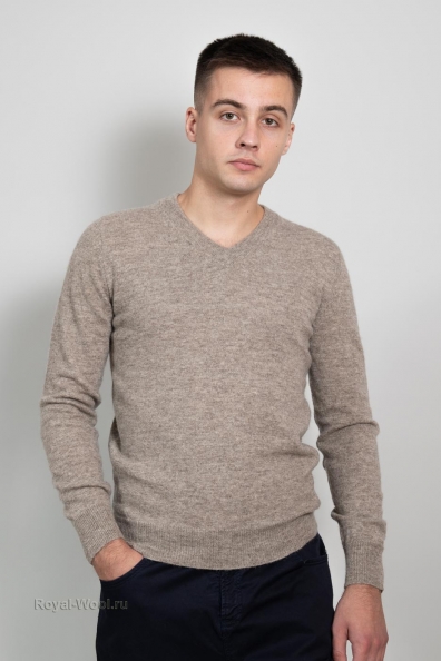 Мужской серый пуловер из овечьей шерсти 402-3-NF