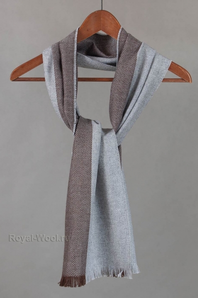 Шерстяной серо-коричневый шарф 490-85-MT