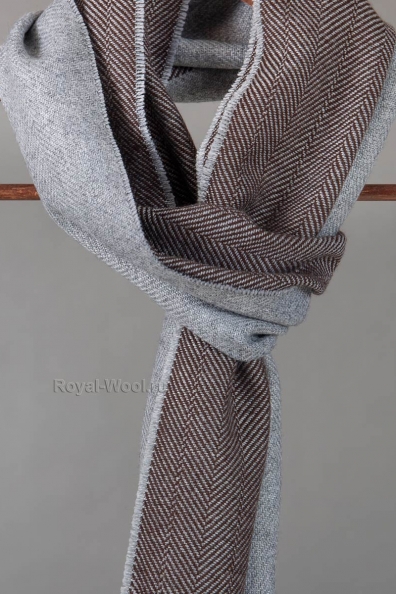 Шерстяной серо-коричневый шарф 490-85-MT