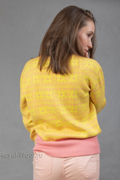Шерстяной желтый свитер с рисунком арт. 405-U-3