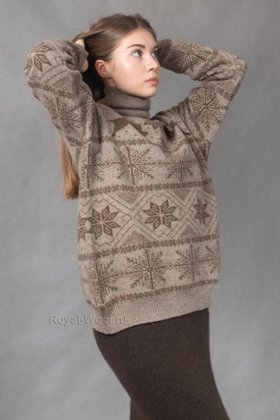 Свитер с оленями цвет капучино 1911-36-UL