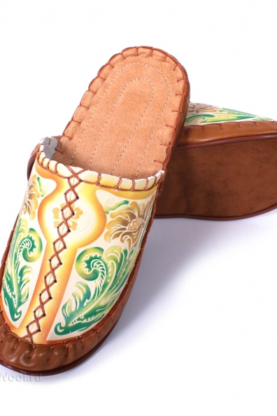 Женские тапочки кожаные с рисунком 215-1 (размеры 36,37,38,39)