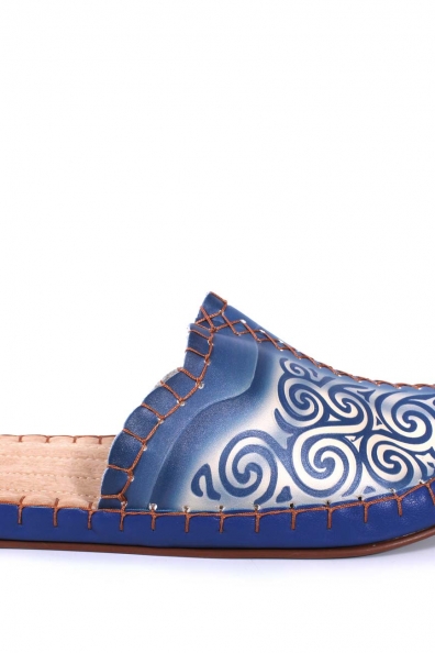 Тапочки кожаные мужские синие 215-3BL (размеры 40,41,42,43,44)