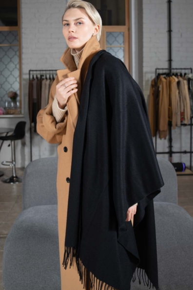 Кашемировый черный палантин 154-5-71