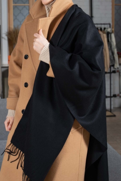 Кашемировый черный палантин 154-5-71