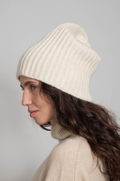 Теплая женская вязаная шапка пух ягнят 195-3-UL-1