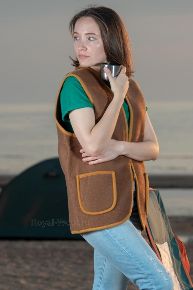 Теплый жилет верблюжья шерсть арт.104