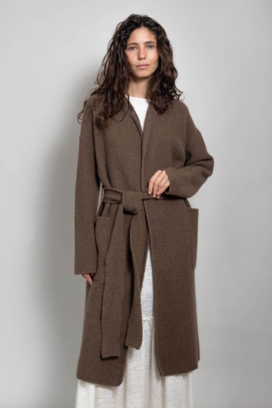 Пальто кардиган из шерсти крупной вязки 1921-100-M