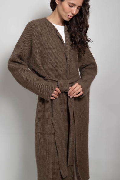 Пальто кардиган из шерсти крупной вязки 1921-100-M