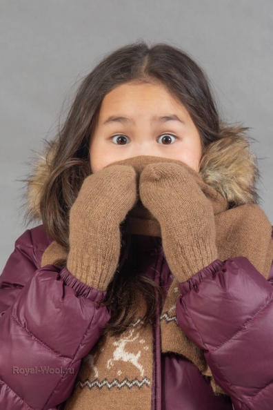 Варежки детские из верблюжьей шерсти 107-1