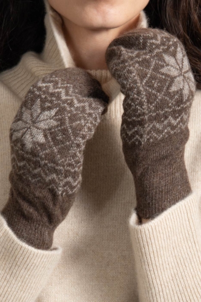 Варежки из шерсти яка «снежинка» 1071-2-UL