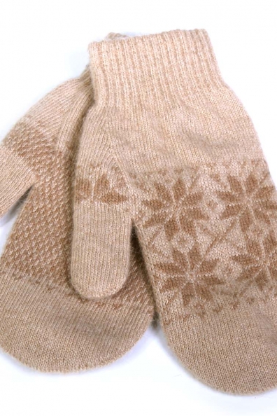 Варежки из верблюжьей шерсти с узором арт.107-10