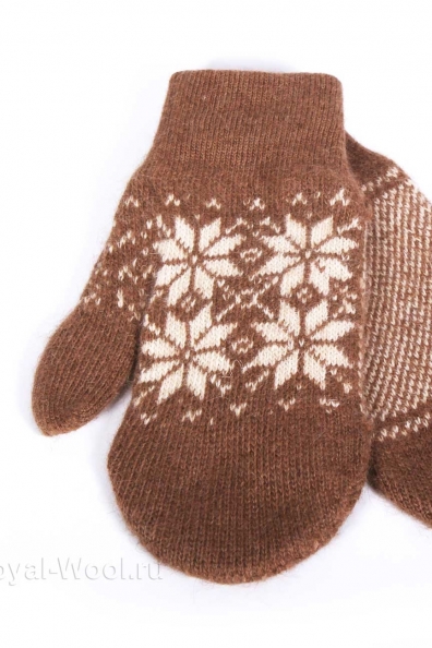 Варежки из верблюжьей шерсти с узором арт.107-10