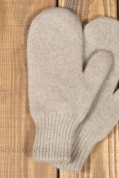 Варежки из пуха верблюжонка молочного цвета «кэмел» 107-01