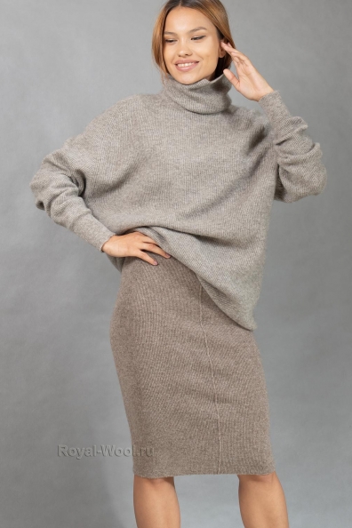 Юбка шерстяная серая (пух ягнят) 1921-97-NF