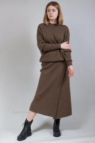 Длинная шерстяная юбка «макси» с разрезом 1921-28-2-M