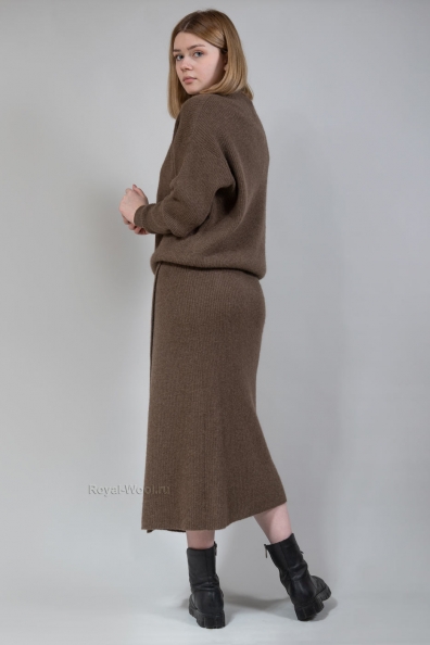 Длинная шерстяная юбка «макси» с разрезом 1921-28-2-M