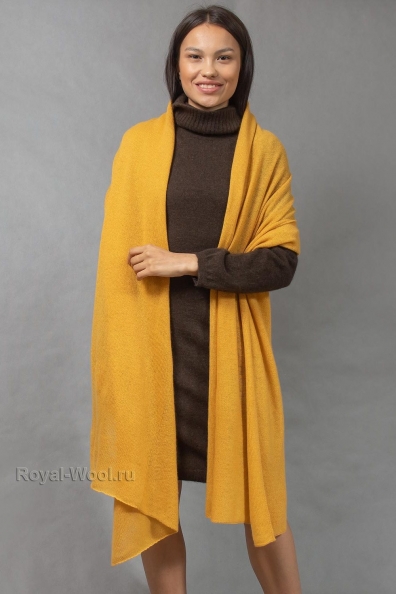 Желтый палантин из кашемира однотонный 154-3G-17