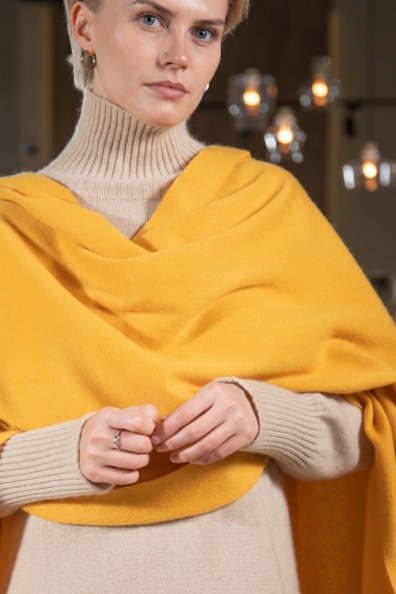 Желтый яркий палантин кашемир 154-5-12