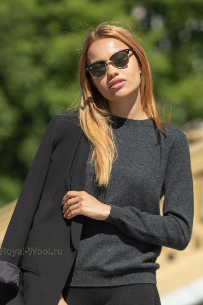 Женский кашемировый джемпер серый 701-1G