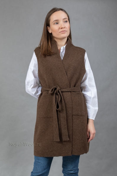 Женский длинный трикотажный жилет 450-U1