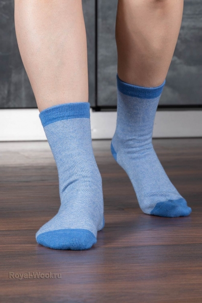 Тонкие носки шерстяные голубые 113-2