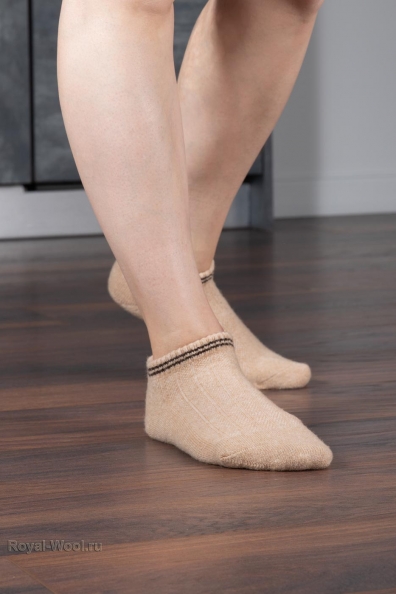 Бежевые низкие шерстяные носки 1113-13