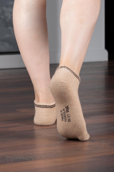 Бежевые низкие шерстяные носки 1113-13