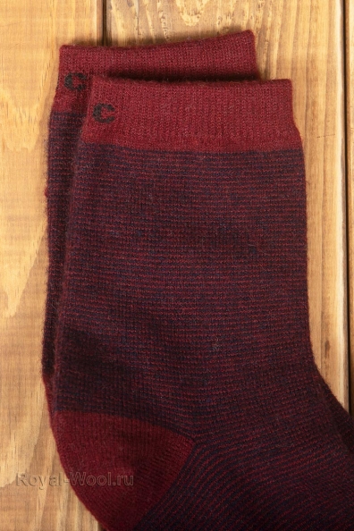 Бордовые шерстяные носки тонко вязаные 1113-8