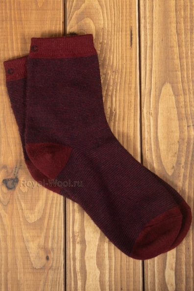 Бордовые шерстяные носки тонко вязаные 1113-8