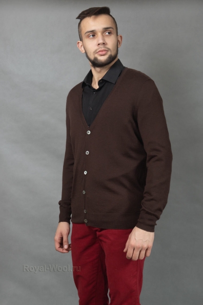 Мужской кашемировый кардиган коричневый 820-2G