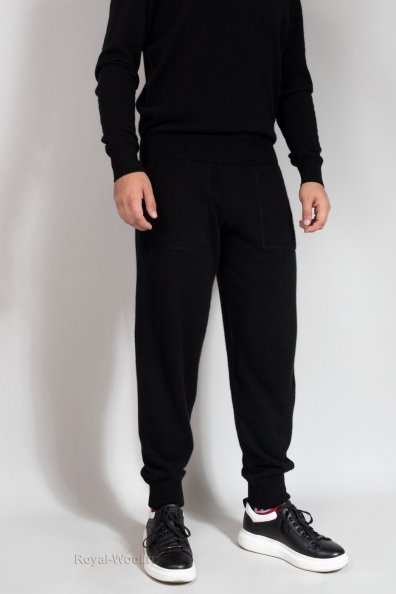 Черные кашемировые брюки 186-M-3