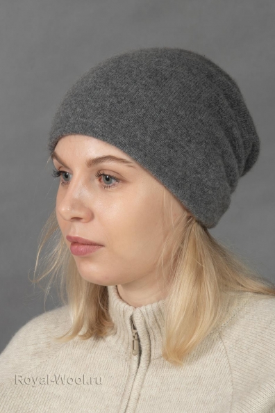 Серая шапка кашемировая 750-4-18
