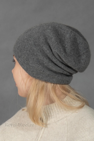 Серая шапка кашемировая 750-4-18