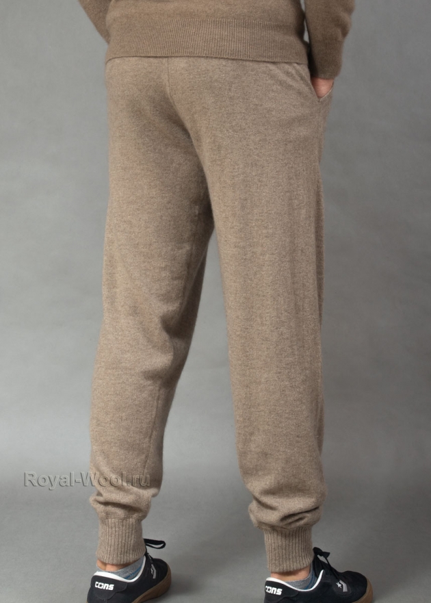 Темно-бежевые брюки из кашемира