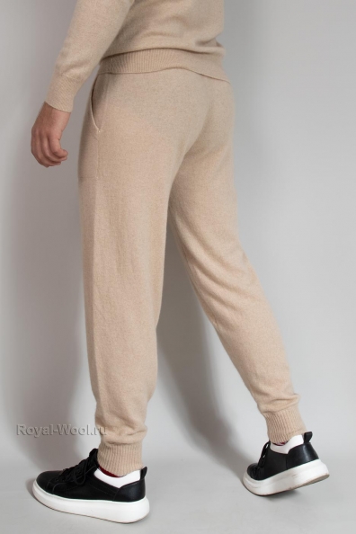 Кашемировые брюки светло-бежевые 186-M-1