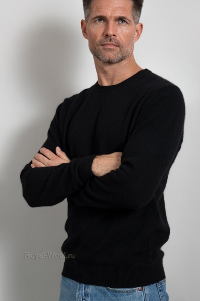 Кашемировый черный джемпер мужской 713-E-1