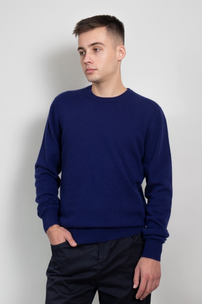 Темно-синий кашемировый мужской джемпер 713-E-3