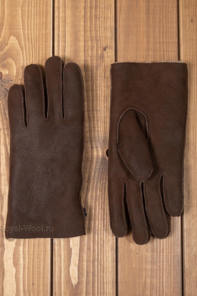 Мужские кожаные перчатки из овчины белый мех 106-4-6