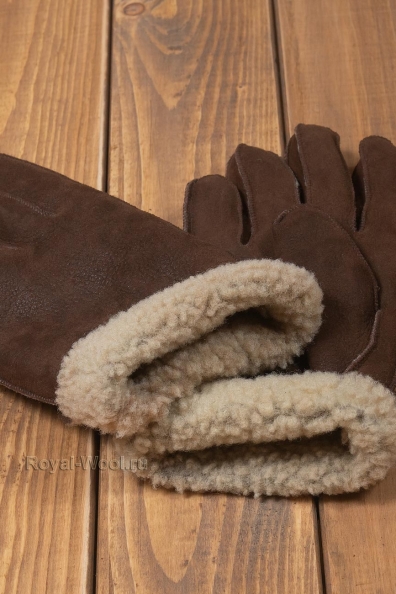 Мужские кожаные перчатки из овчины белый мех 106-4-6