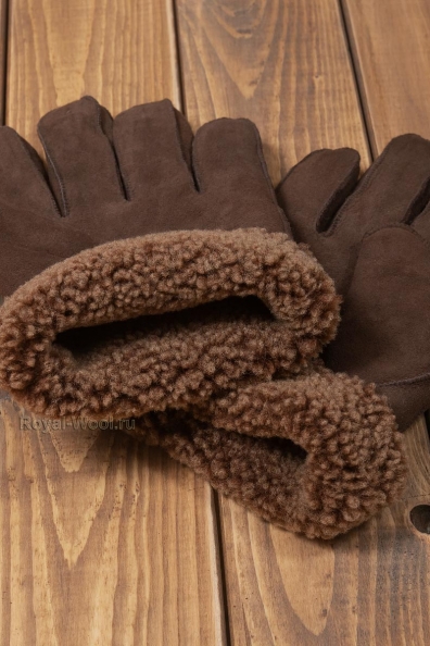 Мужские перчатки из овчины бежевый мех 106-4-7