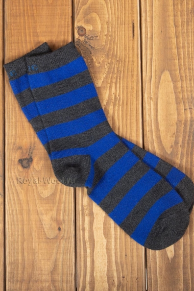 Сине-черные шерстяные носки в полоску 1113-7
