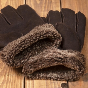 Мужские темно-коричневые перчатки овчина