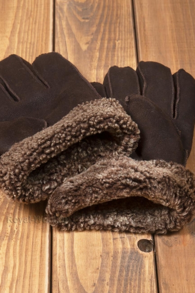 Темно-коричневые мужские перчатки из овчины 106-4-5