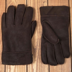 Мужские темно-коричневые перчатки овчина фото4