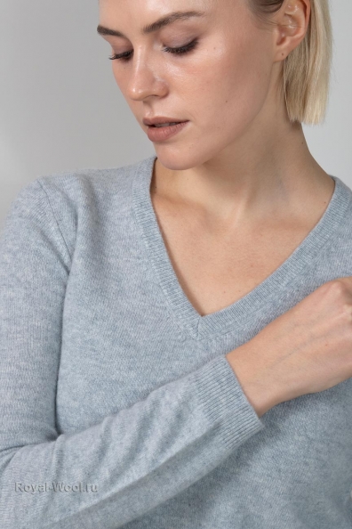 Небесно-голубой пуловер из кашемира 701-1-2М