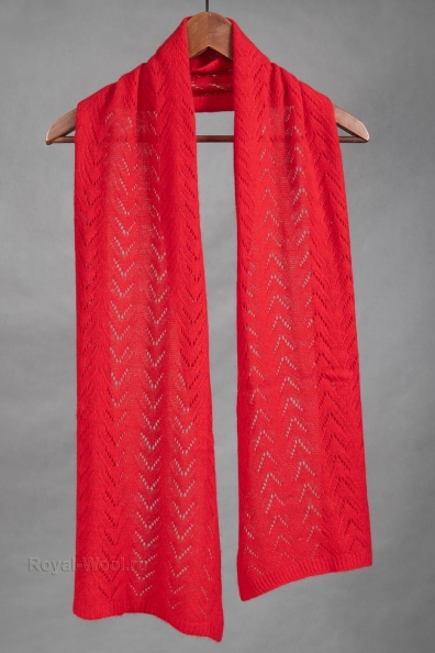 Ажурный красный кашемировый палантин 154-3-11