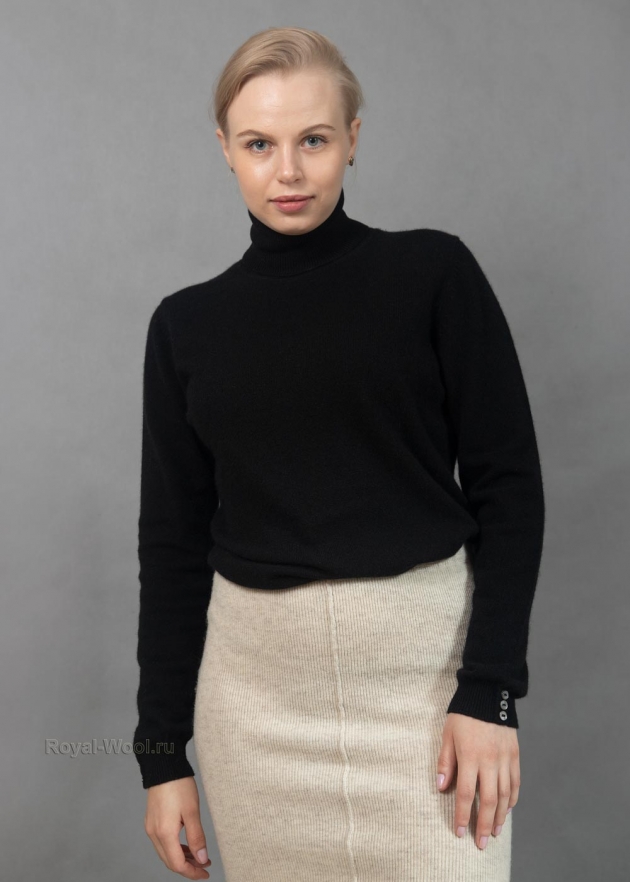 Кашемировый черный женский свитер