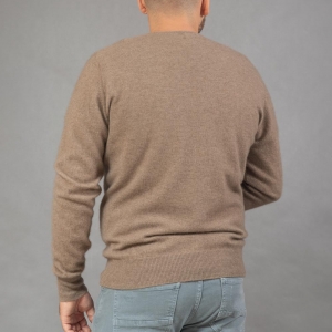 Мужской бежевый кашемировый пуловер