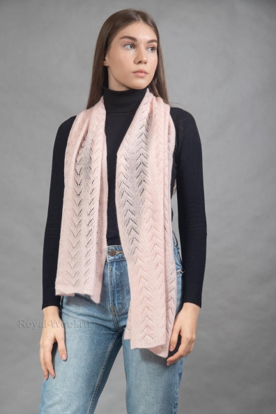 Шарф-палантин ажурный розовый 154-3-10